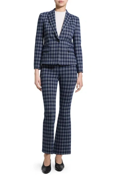 Theory Plaid One-button Blazer In Blue