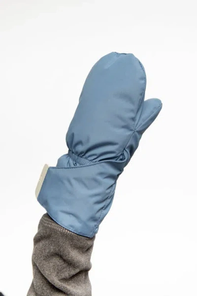 Deux Par Deux Cuff Connector String Lined Mittens In Blue