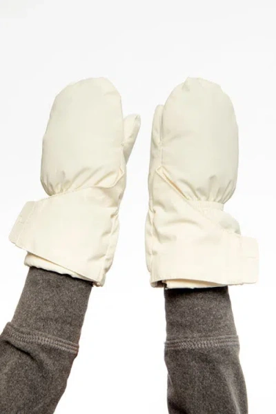 Deux Par Deux Cuff Connector String Lined Extended Mittens In Neutral