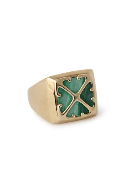 Off-white Malachite Arrow Signet Ring In Multi