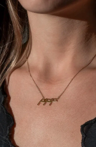Thatch Script Pendant Necklace In Gold