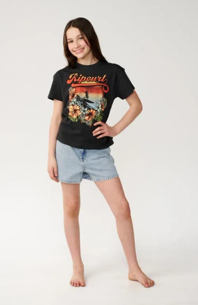 Rip Curl Wave Graphic Crop T-shirt In Black