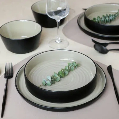 Stone Lain Elica Stoneware 24-piece Dinnerware Set In Black
