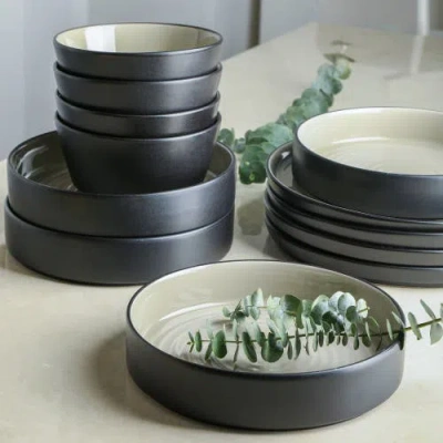 Stone Lain Elica Stoneware 24-piece Dinnerware Set In Black
