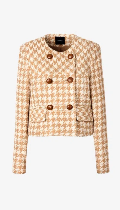 Smythe Collarless Db Mini Jacket In Brown