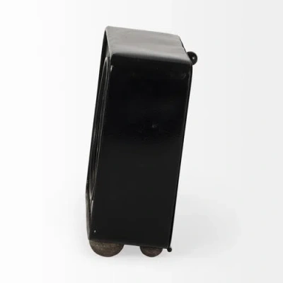 Mercana Karl Rustic Iron Rounded Square Table Clock In Black