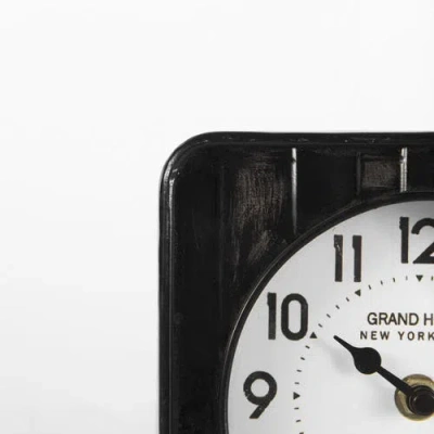 Mercana Karl Rustic Iron Rounded Square Table Clock In Black