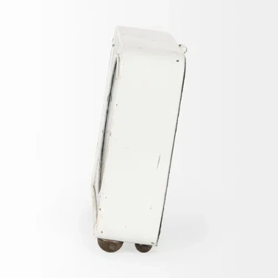 Mercana Karl Rustic Iron Rounded Square Table Clock In White