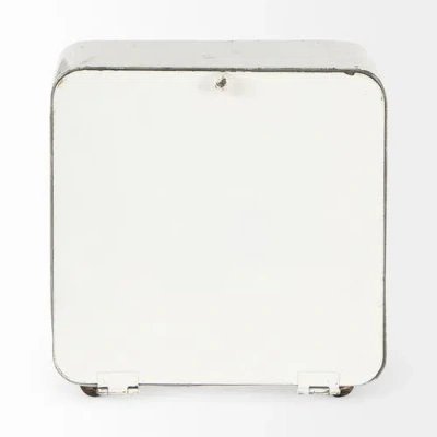 Mercana Karl Rustic Iron Rounded Square Table Clock In White