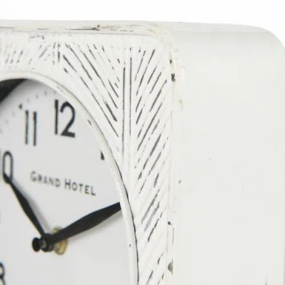 Mercana Karl Rustic Iron Rounded Square Table Clock In White