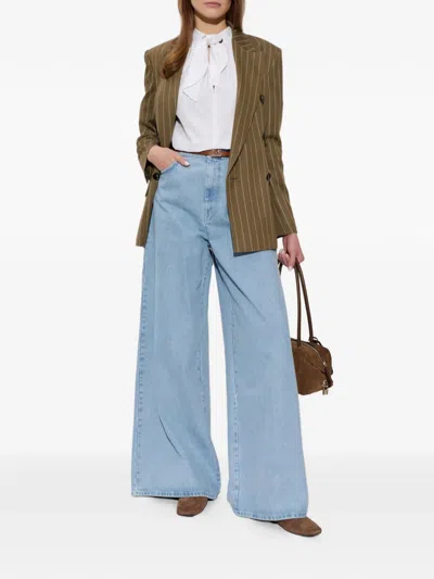 Max Mara Pinstripe Double-breasted Jacket In Green