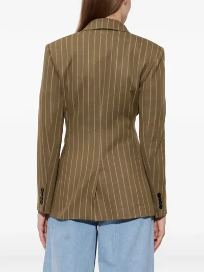 Max Mara Pinstripe Double-breasted Jacket In Green