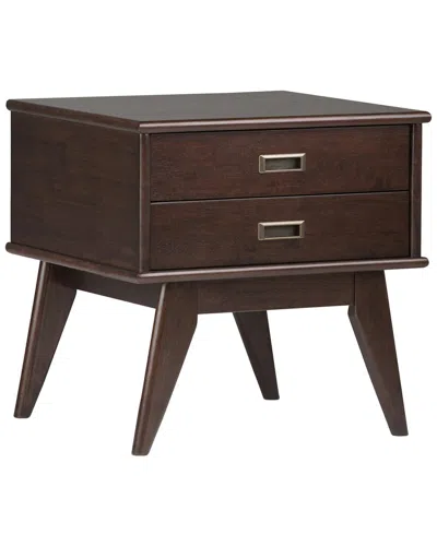 Simpli Home Draper Solid Hardwood 22in Rectangle Mid Century Modern End Side  Table In Brown