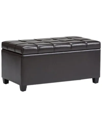 Simpli Home Sienna 33in Transitional Rectangle Storage Ottoman Bench In Black