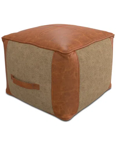 Simpli Home Atkinson Boho Square Pouf In Brown