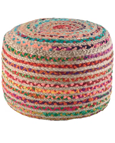 Simpli Home Margo Boho Round Pouf In Multi