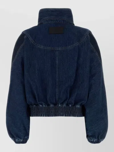 Givenchy Denim Bomber Jacket High Collar Hem