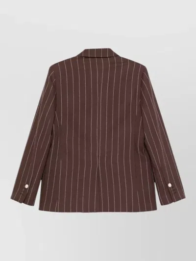 Alysi Double-breasted Pinstripe Blazer With Bold Structure In Brown