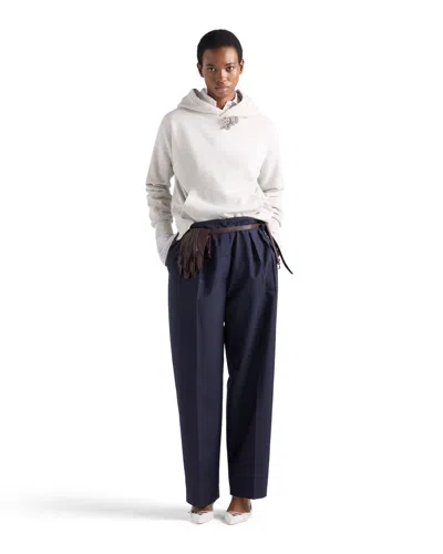 Prada Light Mohair Pants In Blue