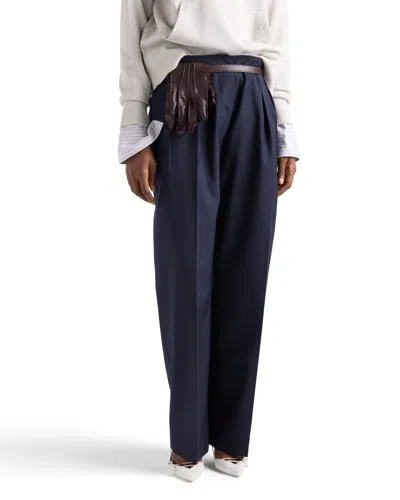 Prada Light Mohair Pants In Blue