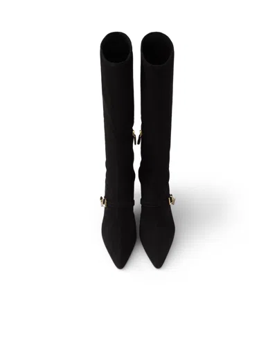 Prada Stretch Suede Boots In Multi