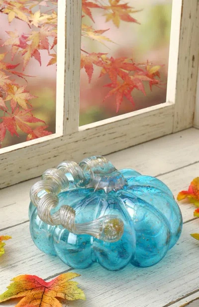 Glitzhome Fall Multi-style Small Glass Pumpkins In Blue
