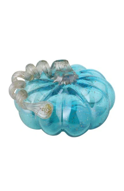 Glitzhome Fall Multi-style Small Glass Pumpkins In Blue