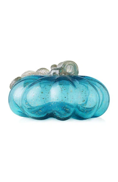 Glitzhome Fall Multi-style Small Glass Pumpkins In Blue