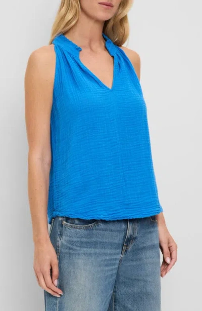 Michael Stars Viola Split Neck Tank In Blue