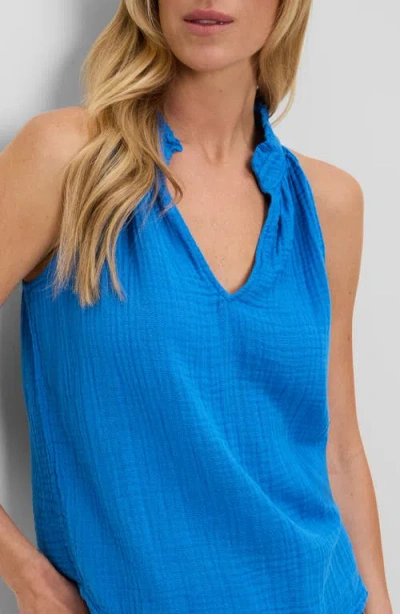 Michael Stars Viola Split Neck Tank In Blue