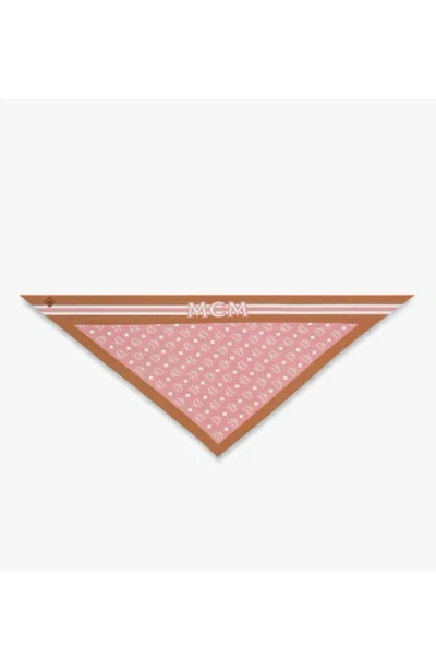 Mcm Monogram Print Triangle Silk Scarf In Pink