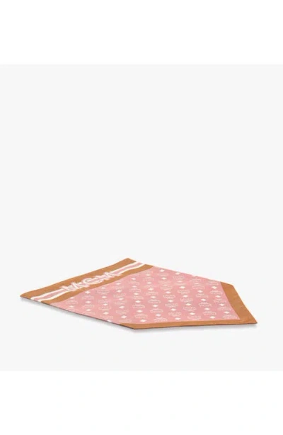 Mcm Monogram Print Triangle Silk Scarf In Pink