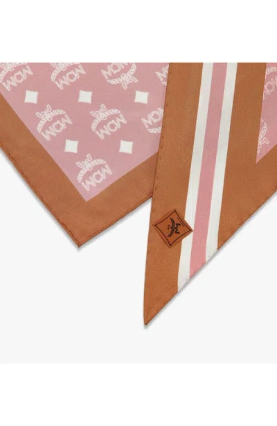 Mcm Monogram Print Triangle Silk Scarf In Pink