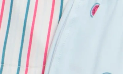 Jaclyn 2-pack Piped Pajama Shorts In Easy Stripe Watermelon