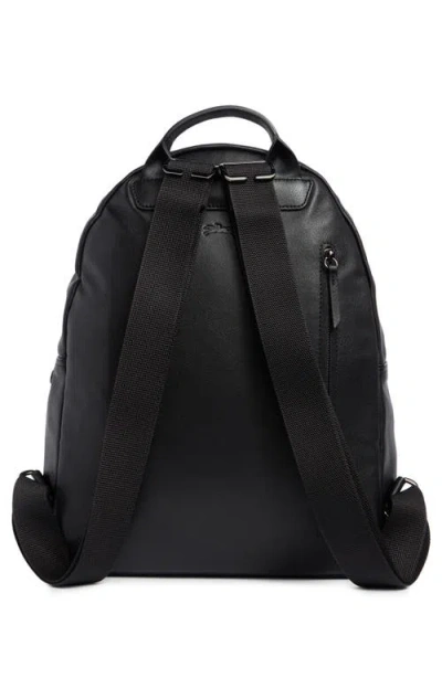 Longchamp Stripe Faux Leather Backpack In Black