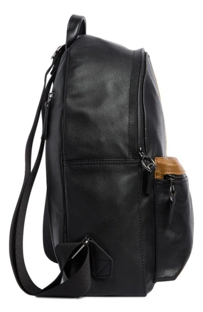 Longchamp Stripe Faux Leather Backpack In Black