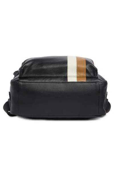 Longchamp Stripe Faux Leather Backpack In Black