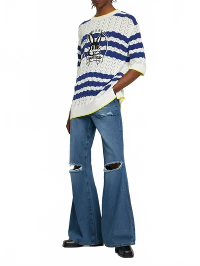 Egonlab Bunny Striped T-shirt In Blue