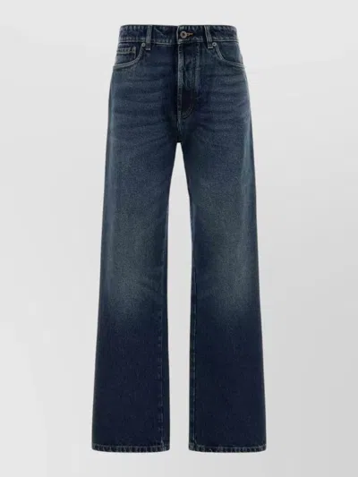 Miu Miu High Waist Wide Leg Denim Trousers In Blue