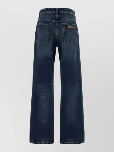 Miu Miu High Waist Wide Leg Denim Trousers In Blue