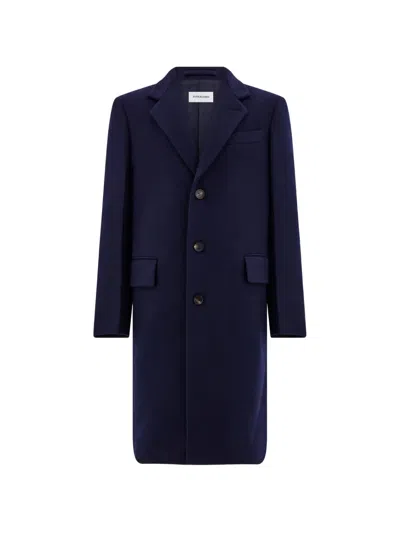 Ferragamo Single Breasted Coat In Blue