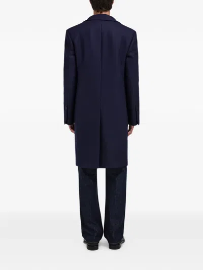 Ferragamo Single Breasted Coat In Blue