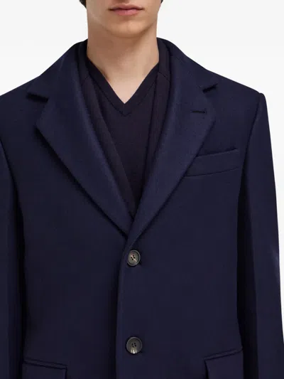 Ferragamo Single Breasted Coat In Blue