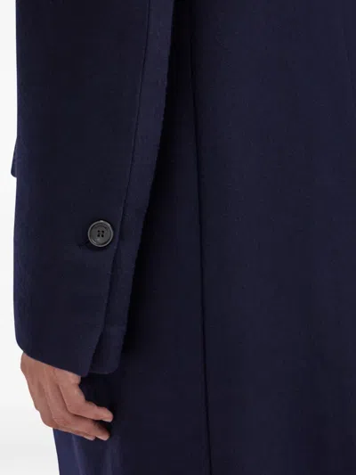 Ferragamo Single Breasted Coat In Blue