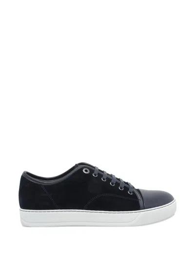 Lanvin Low-top Sneakers With Glossy Patent Toe Cap And Suede Upper In Black