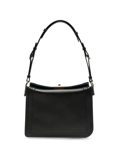 Lanvin Compagnon Small Asymmetrical Bag With A Python Finish In Black