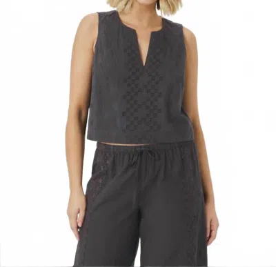 Splendid Kenzie Eyelet Geo Tank In Lead In Gray