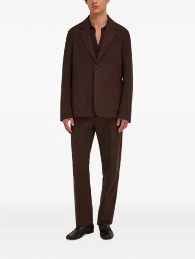 Ferragamo Single Breasted Blazer In Brown