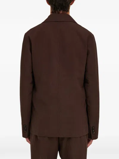 Ferragamo Single Breasted Blazer In Brown