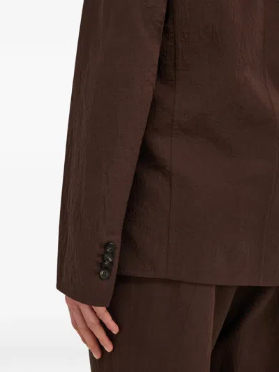 Ferragamo Single Breasted Blazer In Brown